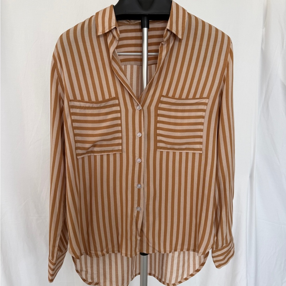 Millibon Brown and White Striped Pajama Top